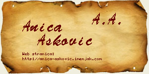 Anica Ašković vizit kartica